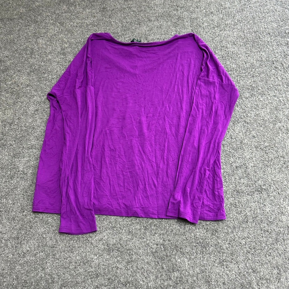 Lauren Ralph Lauren Top Womens Size L Purple Viscose Long Sleeve V-Neck Casual